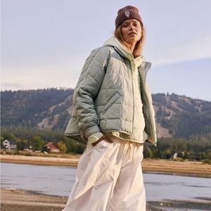 Free People FP Movement Pippa Puffer Blue XS Aqua Haze $198